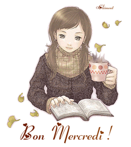Gif animé Bon mercredi fille café